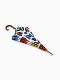 Luxury double canopy umbrella with maple wood handle and shaft by David David, a fashion accessories brand and print studio based in London England, specialising in bold geometric print