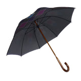 Luxury double canopy umbrella with maple wood handle and shaft by David David, a fashion accessories brand and print studio based in London England, specialising in bold geometric print
