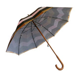 Luxury double canopy umbrella with maple wood handle and shaft by David David, a fashion accessories brand and print studio based in London England, specialising in bold geometric print