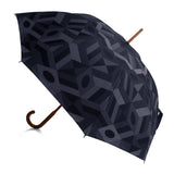Luxury double canopy umbrella with maple wood handle and shaft by David David, a fashion accessories brand and print studio based in London England, specialising in bold geometric print