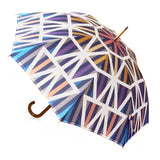 Luxury double canopy umbrella with maple wood handle and shaft by David David, a fashion accessories brand and print studio based in London England, specialising in bold geometric print
