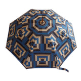 Luxury double canopy umbrella with maple wood handle and shaft by David David, a fashion accessories brand and print studio based in London England, specialising in bold geometric print