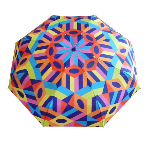 Compact umbrella by David David, a fashion accessories brand and print studio based in London England, specialising in bold geometric print