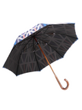 Luxury double canopy umbrella with maple wood handle and shaft by David David, a fashion accessories brand and print studio based in London England, specialising in bold geometric print