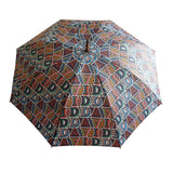 Luxury double canopy umbrella with maple wood handle and shaft by David David, a fashion accessories brand and print studio based in London England, specialising in bold geometric print