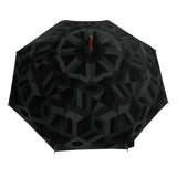 Luxury double canopy umbrella with maple wood handle and shaft by David David, a fashion accessories brand and print studio based in London England, specialising in bold geometric print
