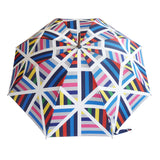 Luxury double canopy umbrella with maple wood handle and shaft by David David, a fashion accessories brand and print studio based in London England, specialising in bold geometric print