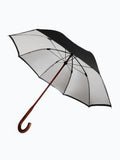 Luxury double canopy umbrella with maple wood handle and shaft by David David, a fashion accessories brand and print studio based in London England, specialising in bold geometric print