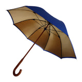 Luxury double canopy umbrella with maple wood handle and shaft by David David, a fashion accessories brand and print studio based in London England, specialising in bold geometric print