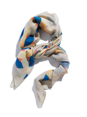 Luxury silk and cashmere scarf by David David, a fashion accessories brand and print studio based in London England, specialising in bold geometric print
