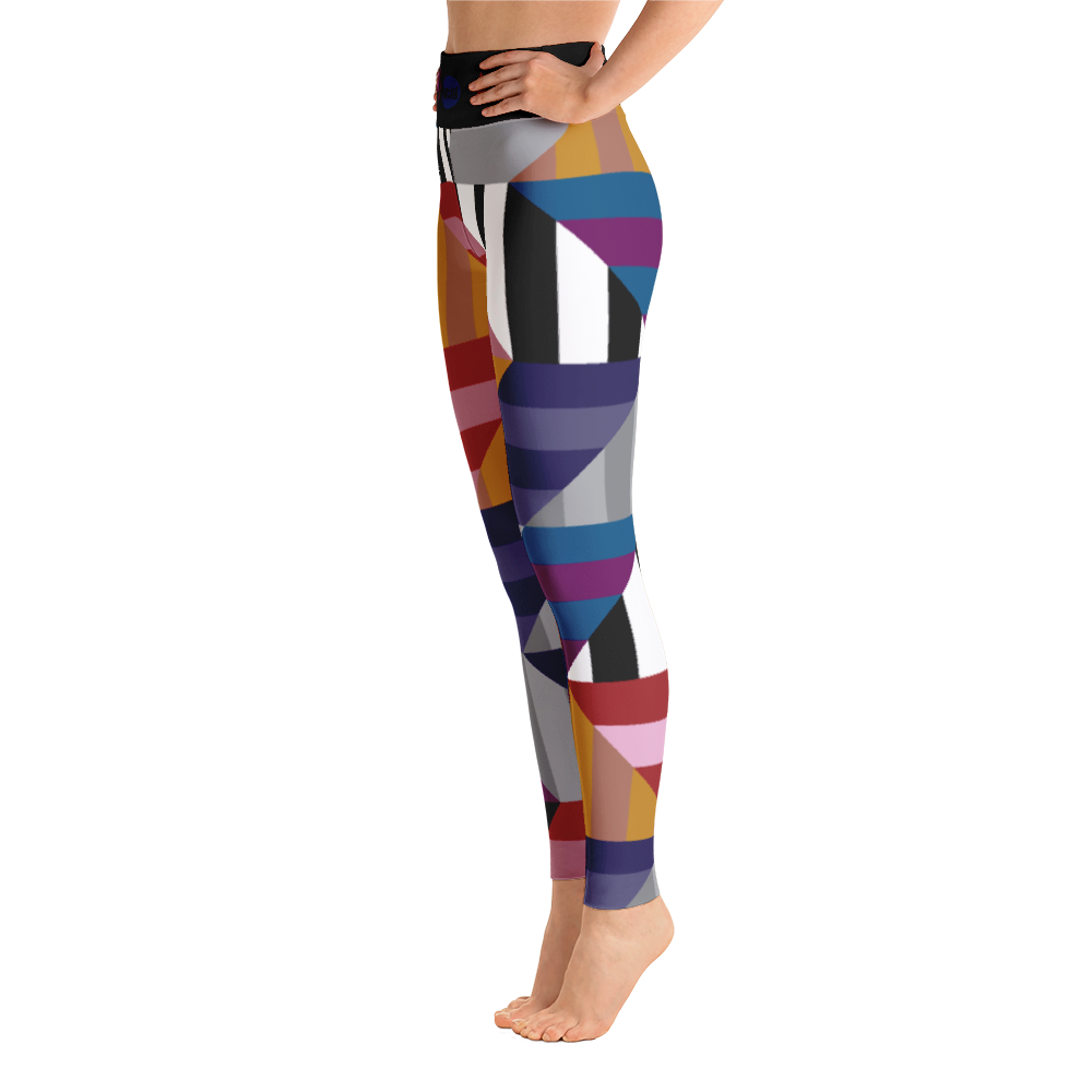 Stretch cotton jersey chevron leggings Multicoloured