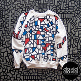 Hand painted sweater by David David.  Made in England; unique fashion piece from celebrated London artist and designer.