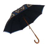Luxury double canopy umbrella with maple wood handle and shaft by David David, a fashion accessories brand and print studio based in London England, specialising in bold geometric print